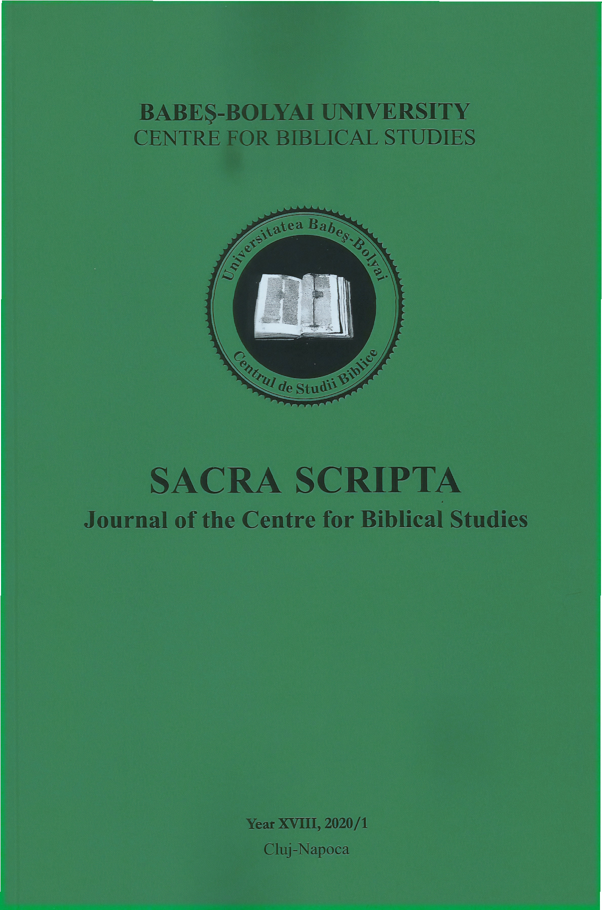 Sacra Scripta, XVIII, 2020/1, Cluj-Napoca, Romania