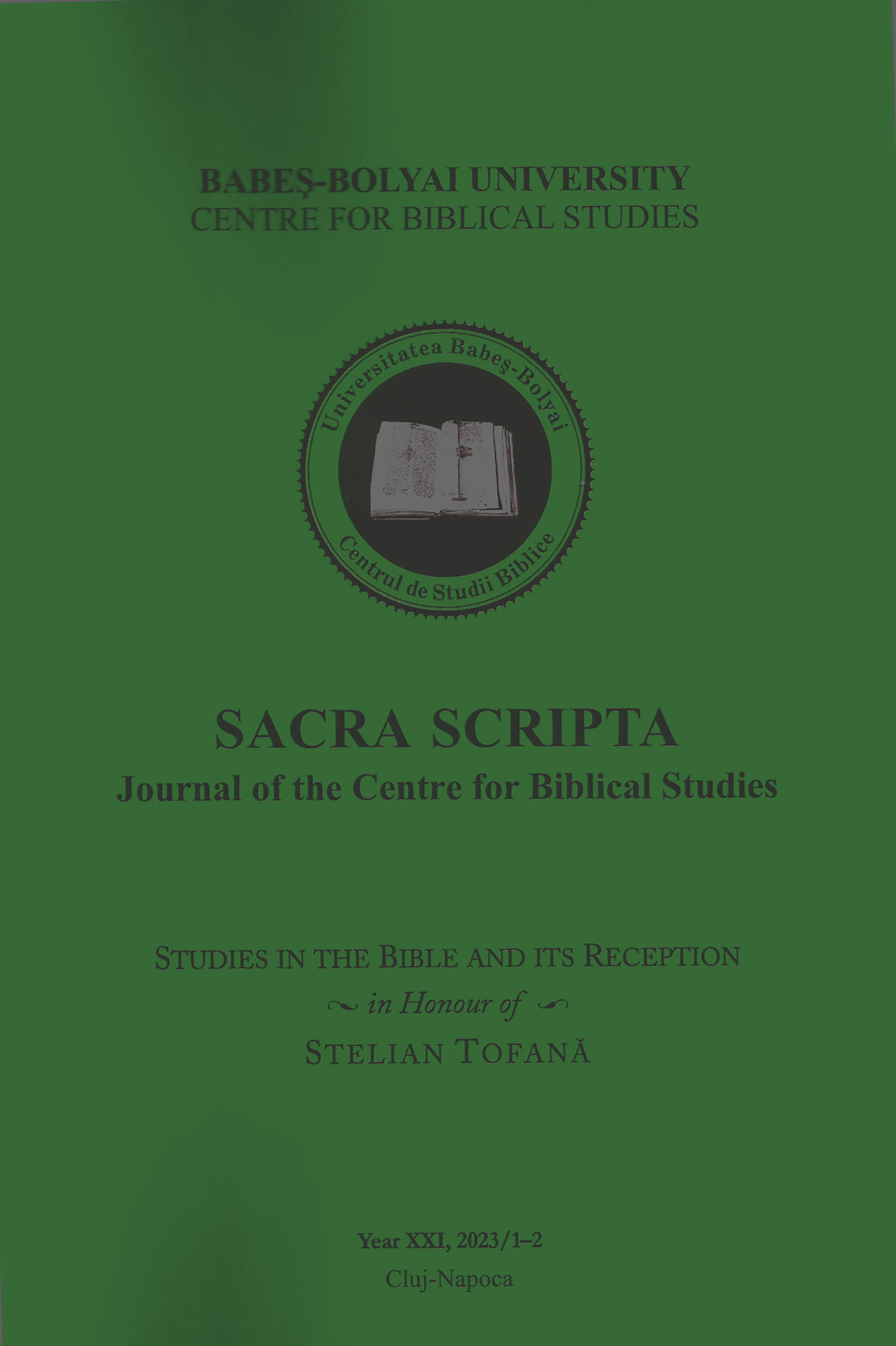 Sacra Scripta, XXI, 2023/1-2, Cluj-Napoca, Romania