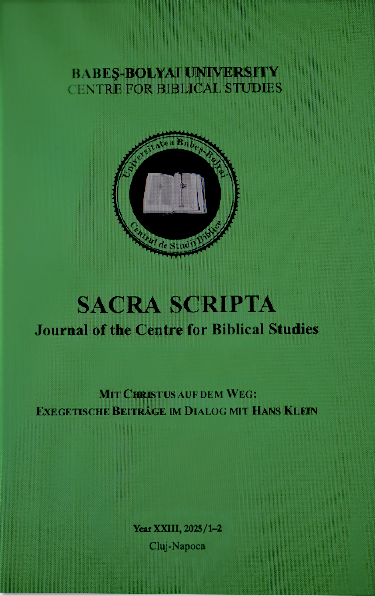 Sacra Scripta, XXIII, 2025/1-2, Cluj-Napoca, Romania